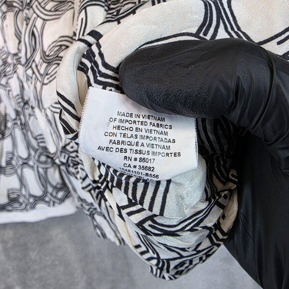 Bebe Jacket Womens 4 White Black Contrast Stitch 3/4 Sleeve Lined Pockets Blazer - Picture 15 of 16